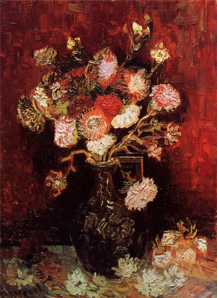 Vase With Asters And Phlox